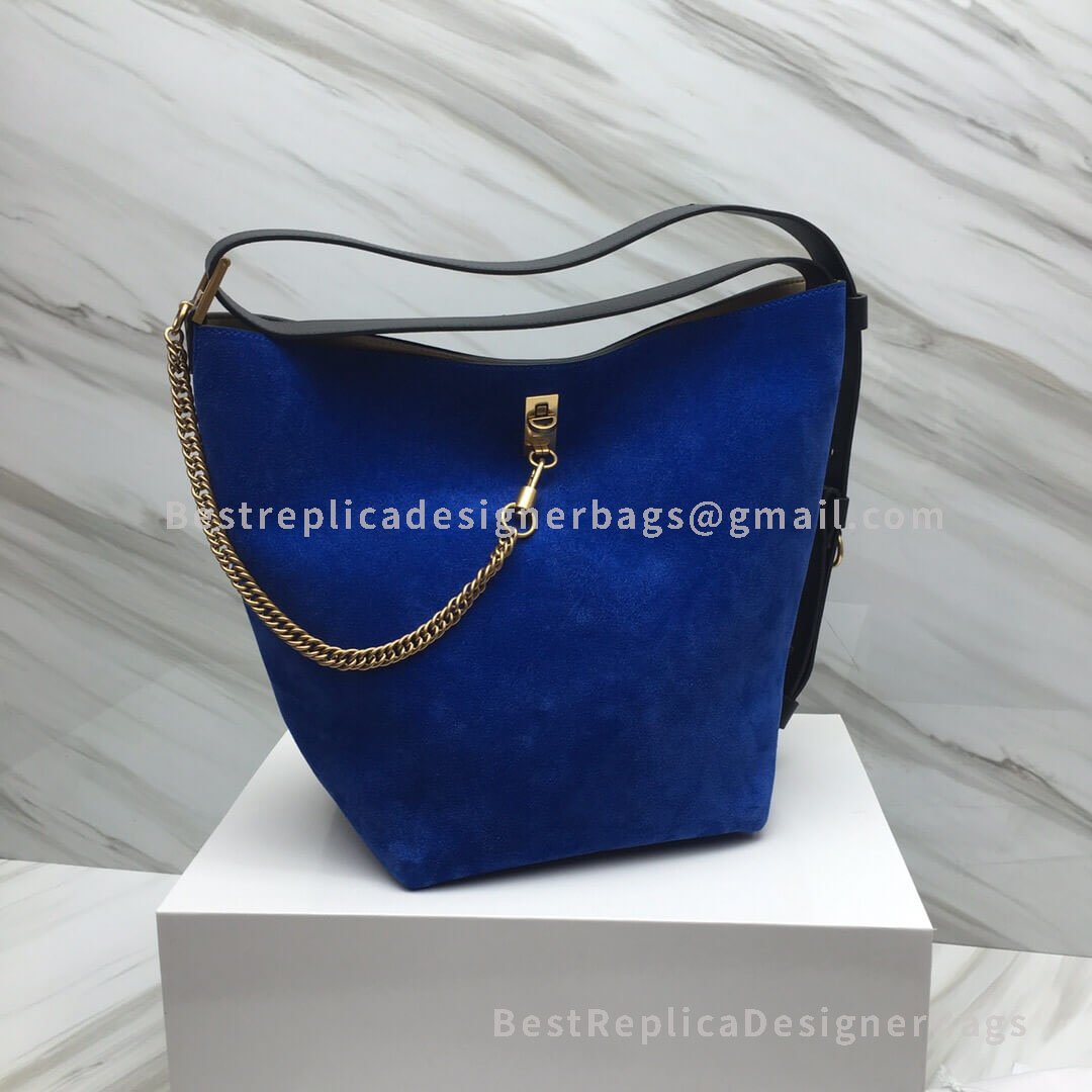 Givenchy Mini GV Bucket Bag In Black And Blue Suede Leather GHW 29911